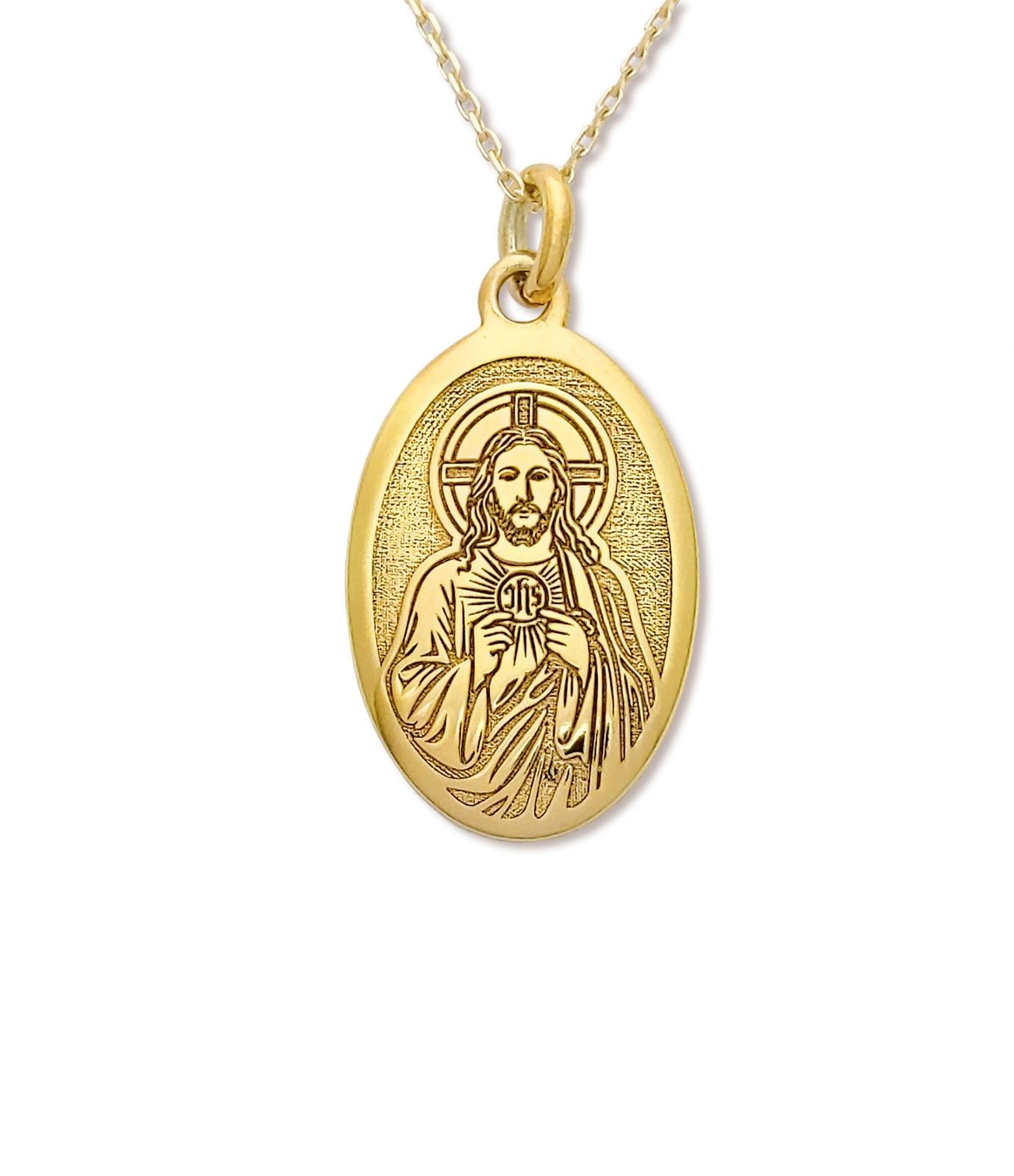 Złoty medalik 333/8k z wizerunkiem Jezusa + grawer
